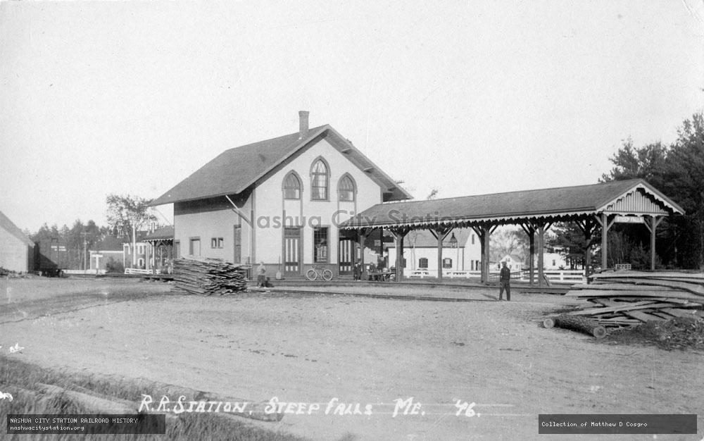 Postcard: Railroad Station, Steep Falls, Maine